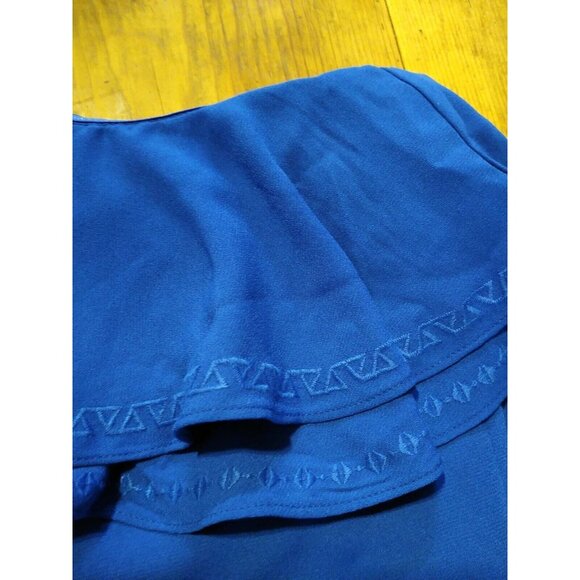 APT. 9 Plus Size 1X One Shoulder Embroidered Ruffle Dress Blue Lined NWT $54 - Picture 4 of 7